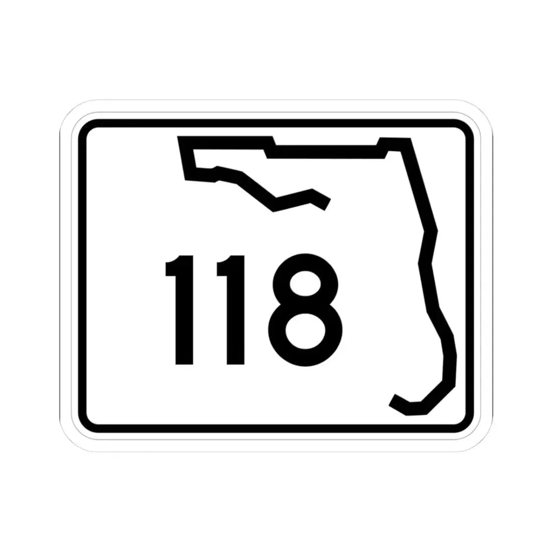 Florida 118 (Florida) (Road Sign) STICKER Vinyl Kiss-Cut Decal 3 Inch White - The Sticker Space