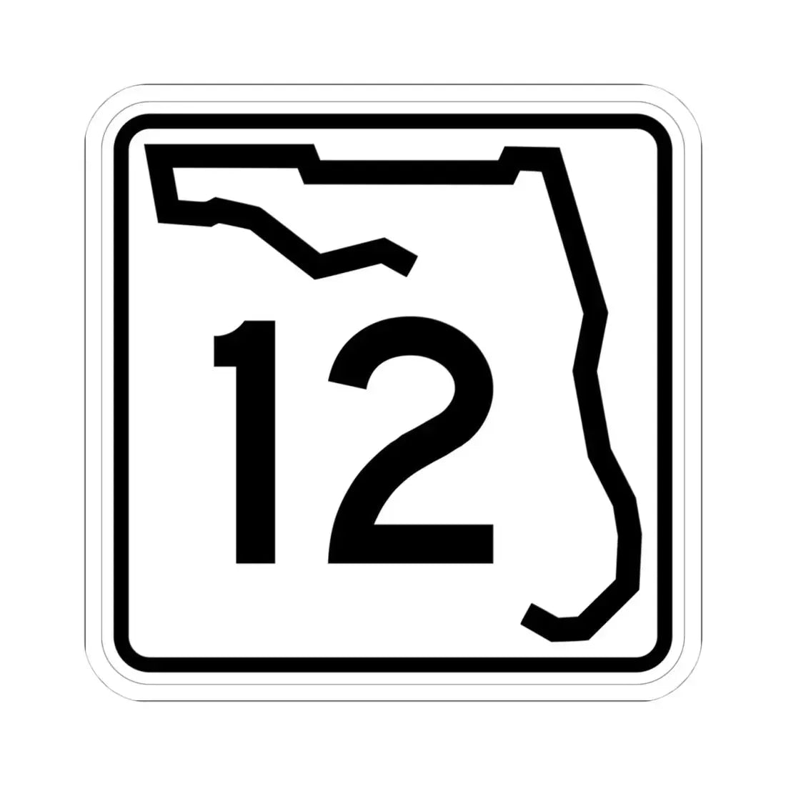 Florida 12 (Florida) (Road Sign) STICKER Vinyl Kiss-Cut Decal 4 Inch White - The Sticker Space