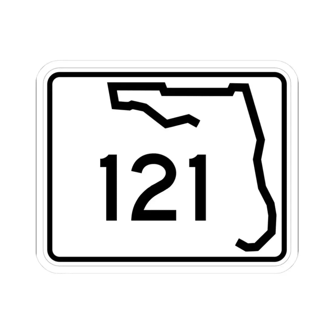 Florida 121 (Florida) (Road Sign) STICKER Vinyl Kiss-Cut Decal 3 Inch White - The Sticker Space