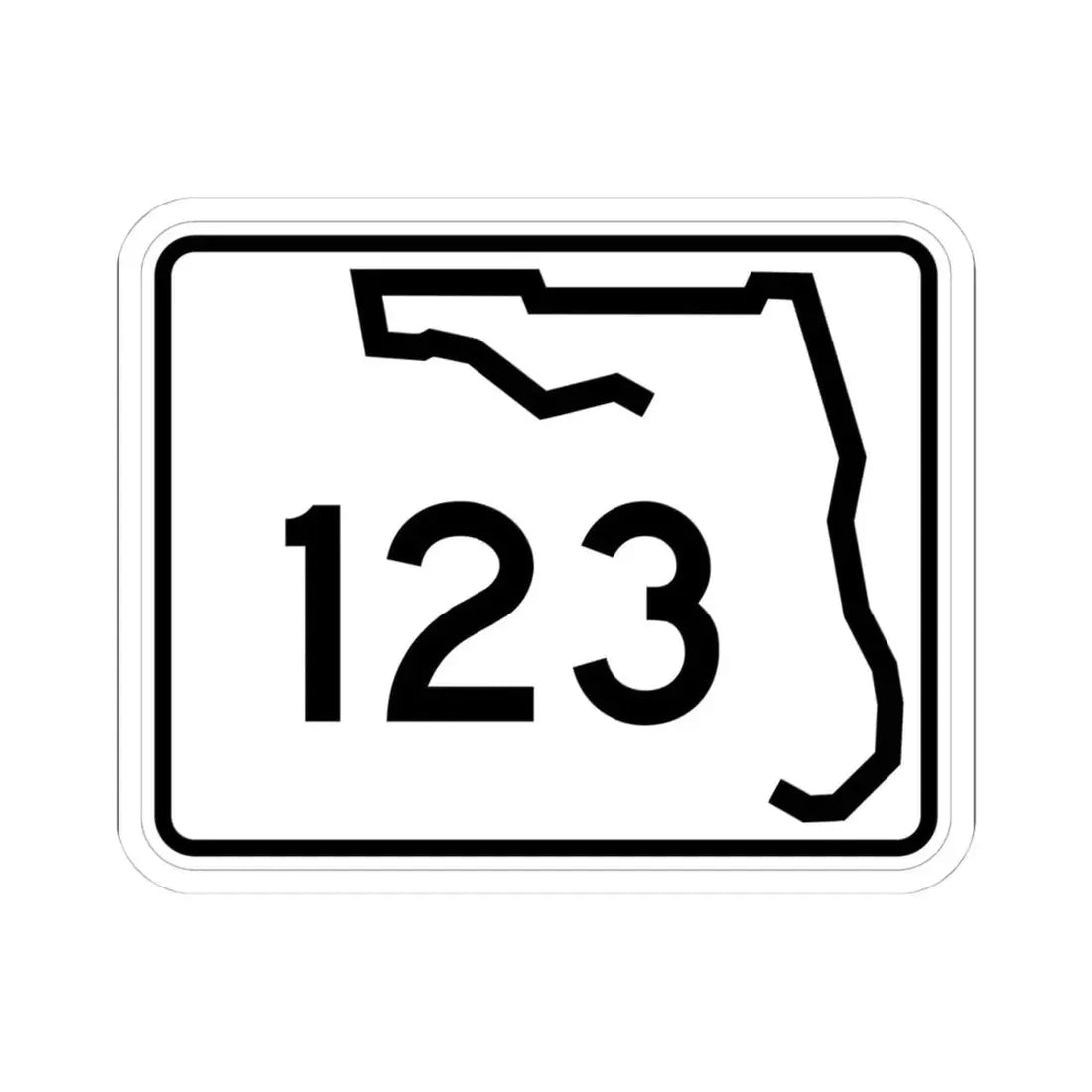 Florida 123 (Florida) (Road Sign) STICKER Vinyl Kiss-Cut Decal 4 Inch White - The Sticker Space