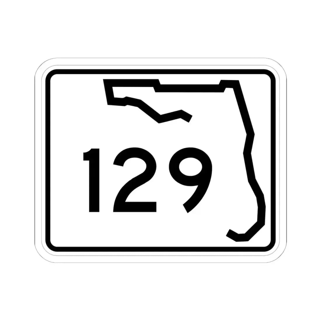Florida 129 (Florida) (Road Sign) STICKER Vinyl Kiss-Cut Decal 6 Inch White - The Sticker Space