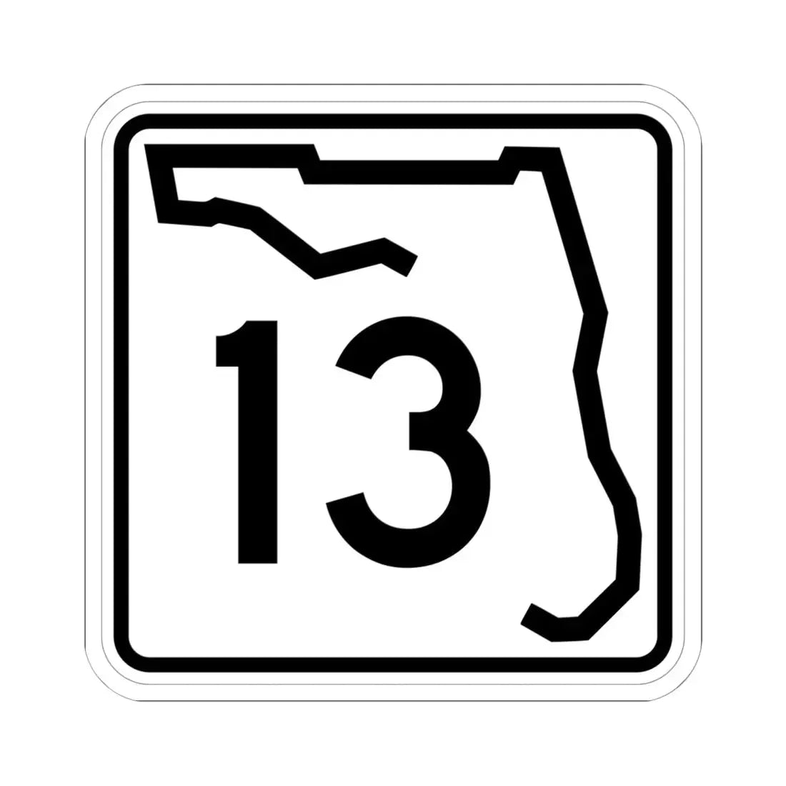 Florida 13 (Florida) (Road Sign) STICKER Vinyl Kiss-Cut Decal 6 Inch White - The Sticker Space