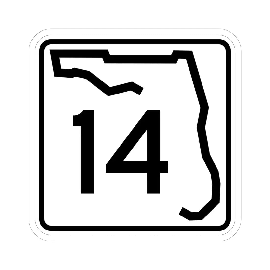 Florida 14 (Florida) (Road Sign) STICKER Vinyl Kiss-Cut Decal 6 Inch White - The Sticker Space