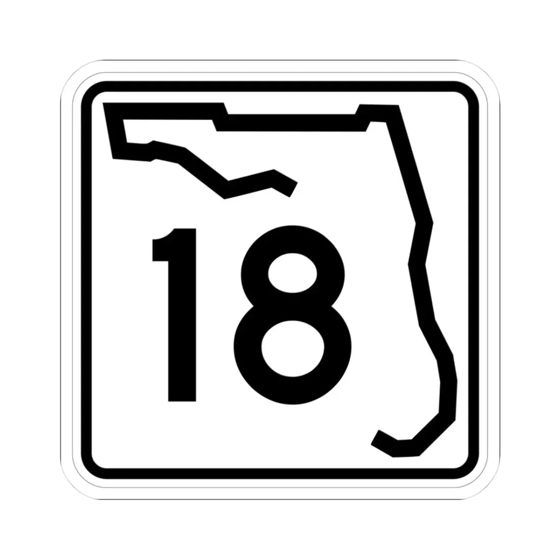 Florida 18 (Florida) (Road Sign) STICKER Vinyl Kiss-Cut Decal 3 Inch White - The Sticker Space