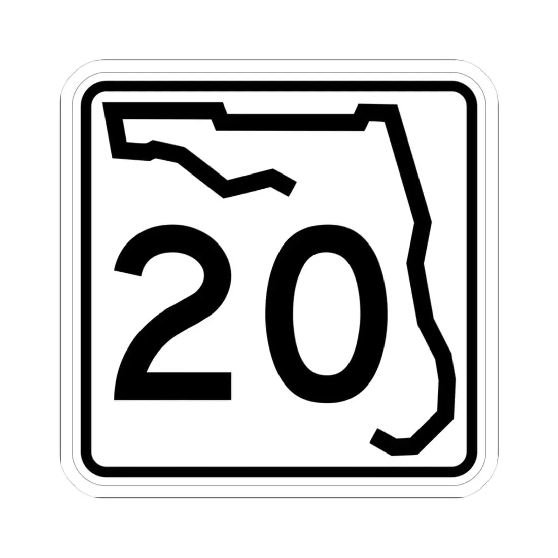 Florida 20 (Florida) (Road Sign) STICKER Vinyl Kiss-Cut Decal 3 Inch White - The Sticker Space