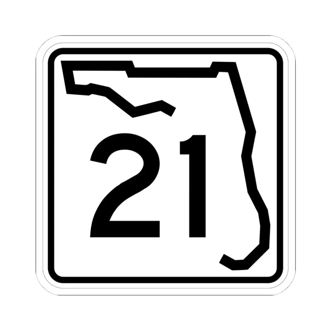 Florida 21 (Florida) (Road Sign) STICKER Vinyl Kiss-Cut Decal 4 Inch White - The Sticker Space