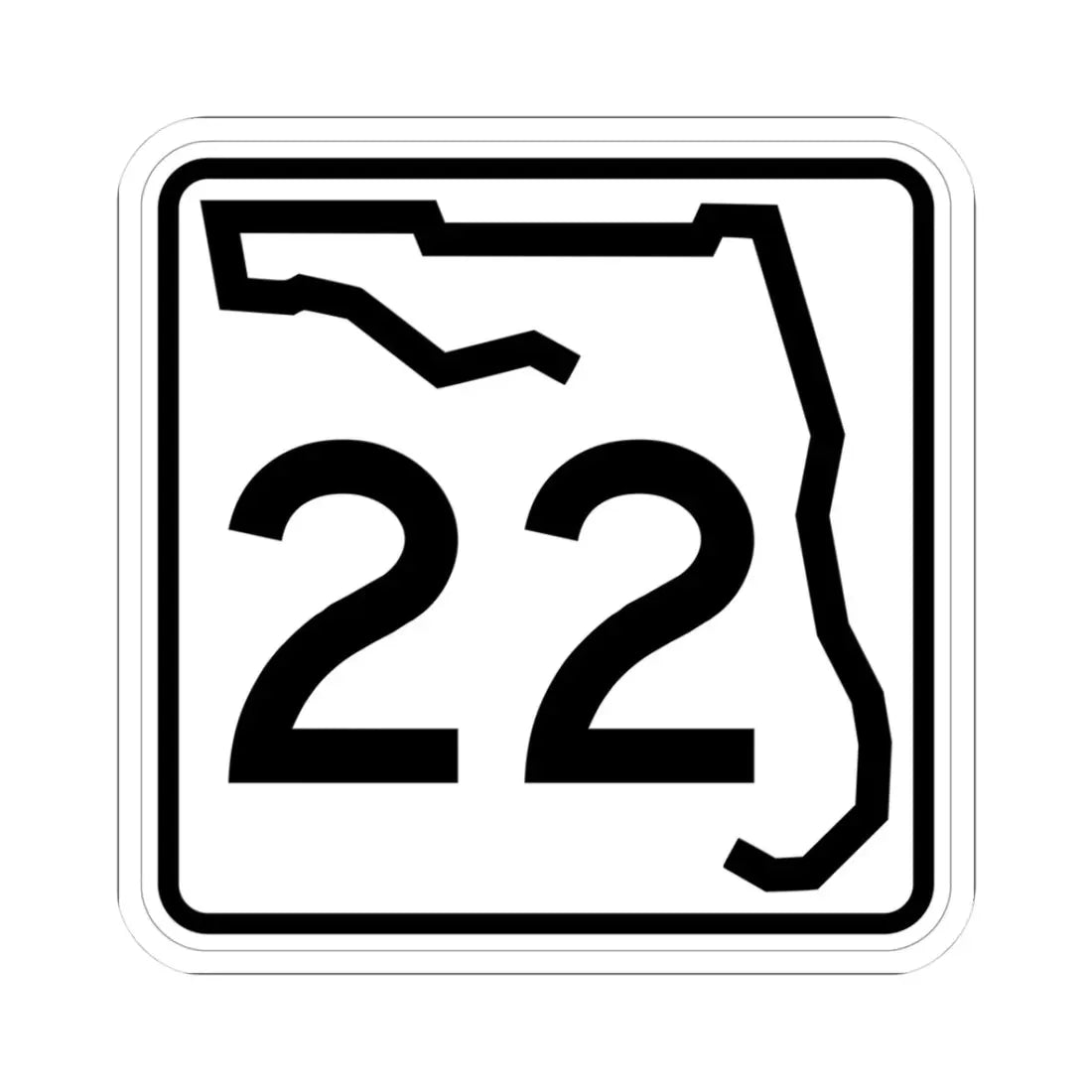 Florida 22 (Florida) (Road Sign) STICKER Vinyl Kiss-Cut Decal 3 Inch White - The Sticker Space