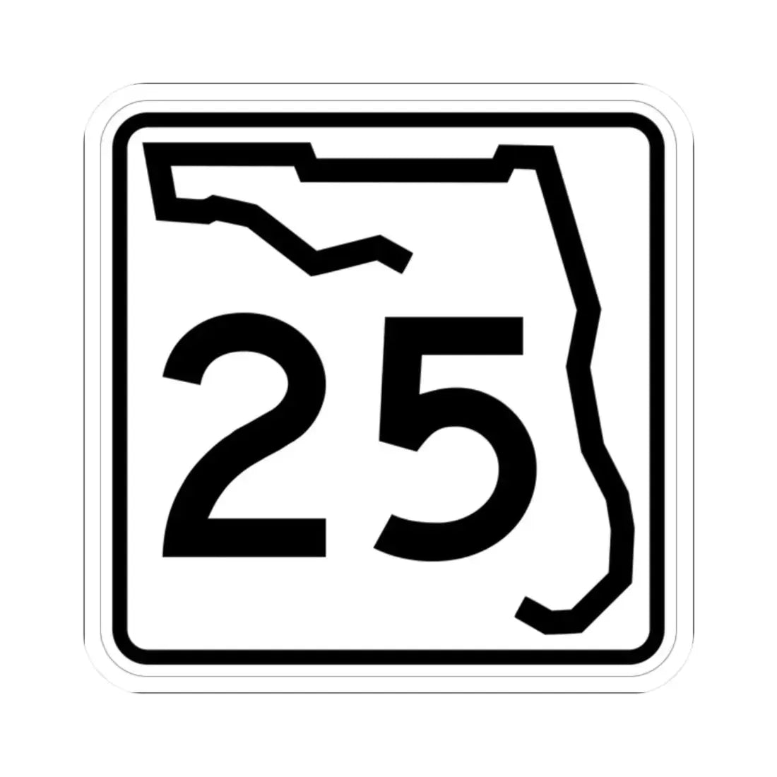 Florida 25 (Florida) (Road Sign) STICKER Vinyl Kiss-Cut Decal 2 Inch White - The Sticker Space