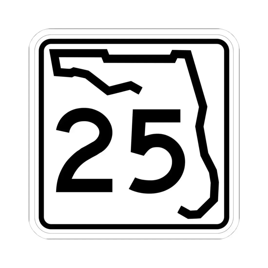 Florida 25 (Florida) (Road Sign) STICKER Vinyl Kiss-Cut Decal 4 Inch White - The Sticker Space