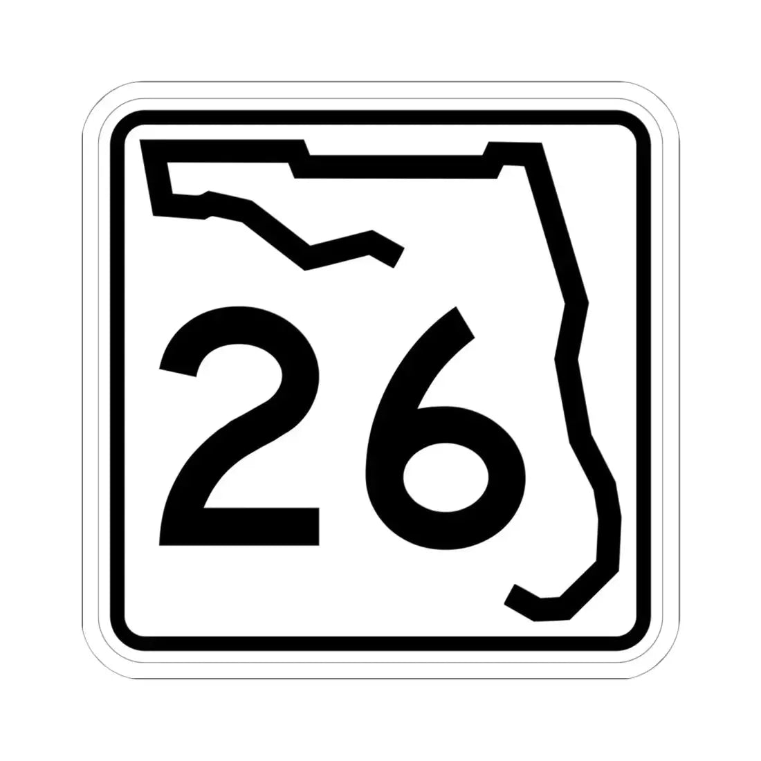 Florida 26 (Florida) (Road Sign) STICKER Vinyl Kiss-Cut Decal 6 Inch White - The Sticker Space