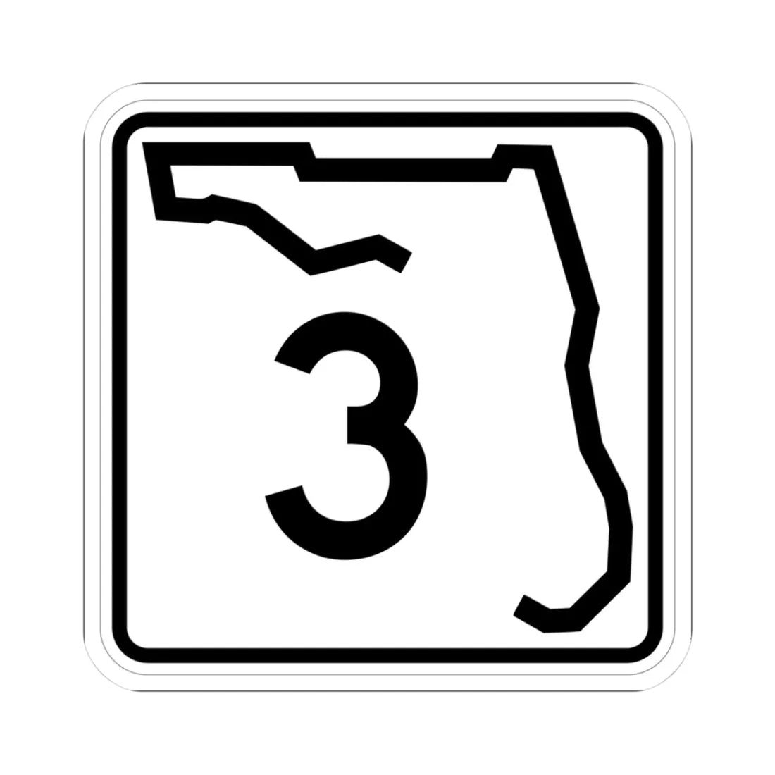 Florida 3 (Florida) (Road Sign) STICKER Vinyl Kiss-Cut Decal 3 Inch White - The Sticker Space