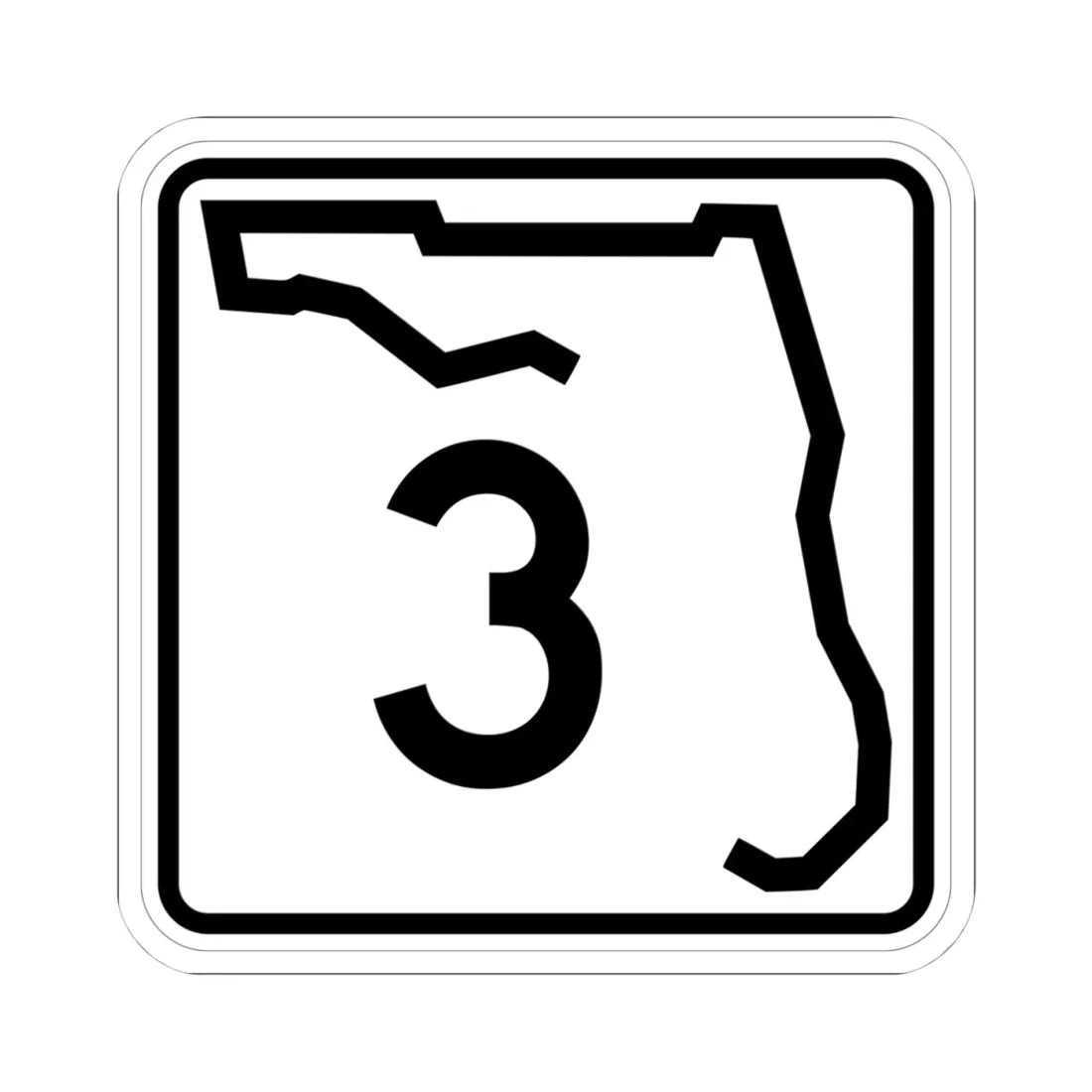 Florida 3 (Florida) (Road Sign) STICKER Vinyl Kiss-Cut Decal 4 Inch White - The Sticker Space