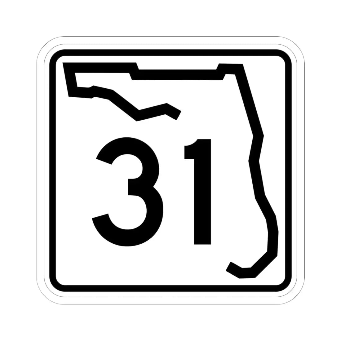 Florida 31 (Florida) (Road Sign) STICKER Vinyl Kiss-Cut Decal 6 Inch White - The Sticker Space