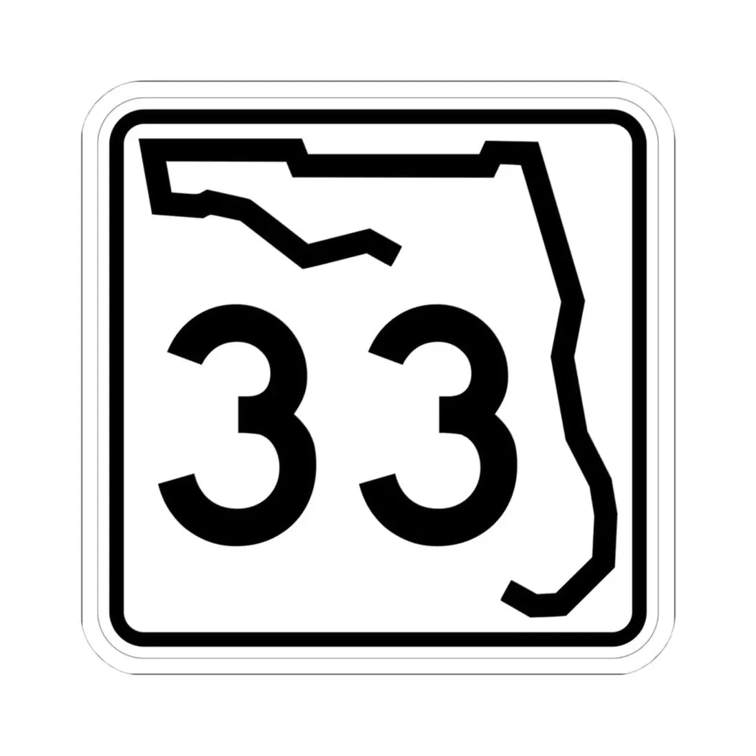 Florida 33 (Florida) (Road Sign) STICKER Vinyl Kiss-Cut Decal 4 Inch White - The Sticker Space
