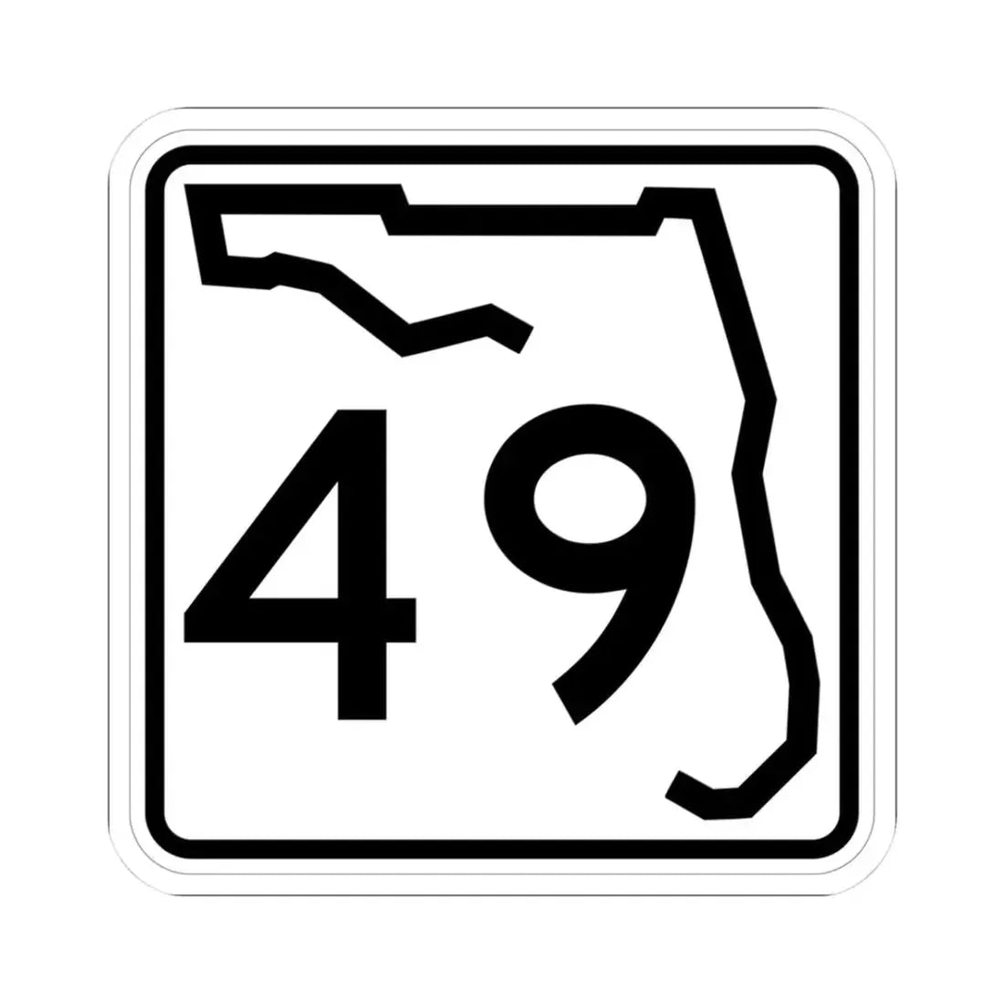 Florida 49 (Florida) (Road Sign) STICKER Vinyl Kiss-Cut Decal 3 Inch White - The Sticker Space