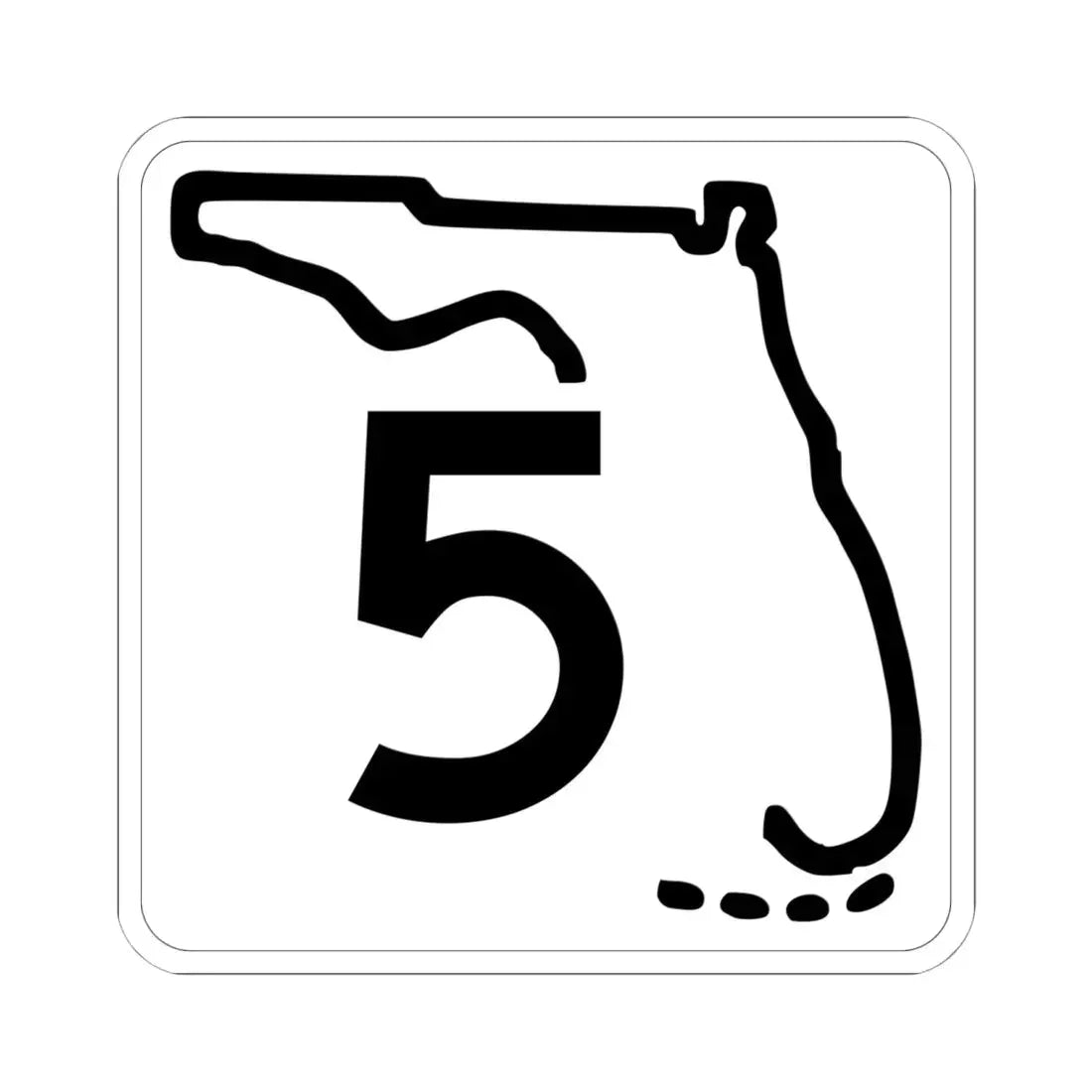 Florida 5 1955 (Florida) (Road Sign) STICKER Vinyl Kiss-Cut Decal 6 Inch White - The Sticker Space