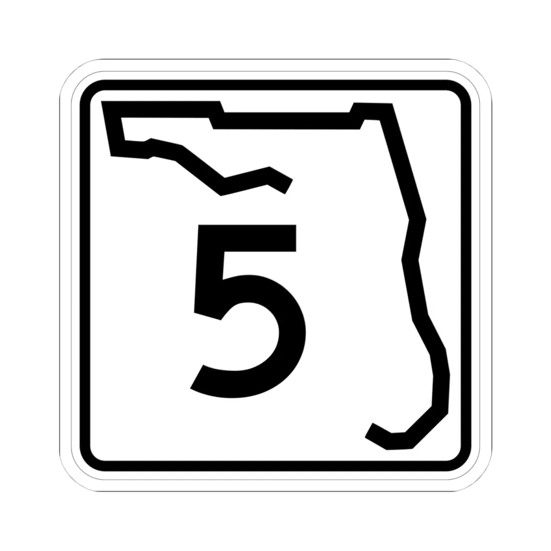 Florida 5 (Florida) (Road Sign) STICKER Vinyl Kiss-Cut Decal 4 Inch White - The Sticker Space