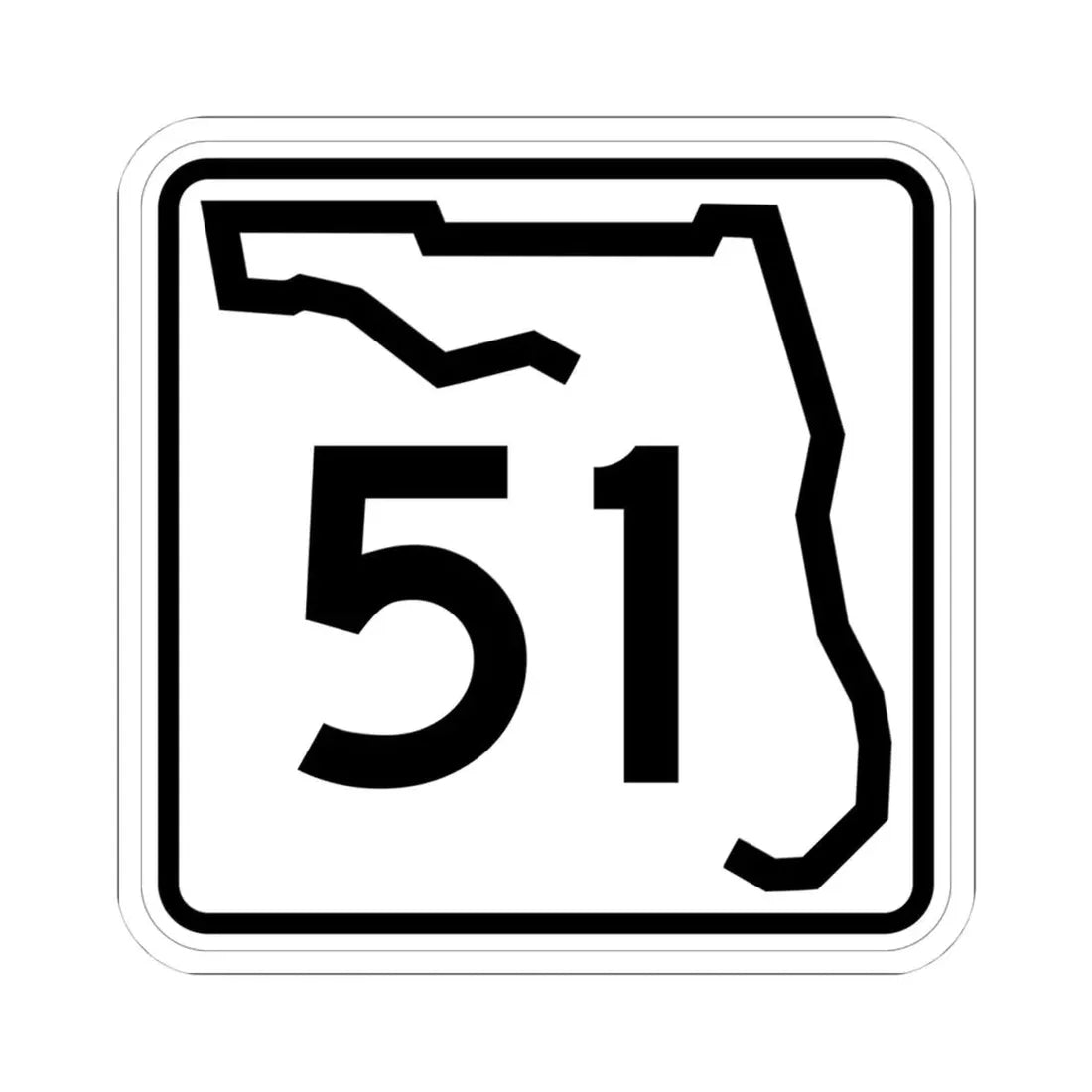 Florida 51 (Florida) (Road Sign) STICKER Vinyl Kiss-Cut Decal 4 Inch White - The Sticker Space