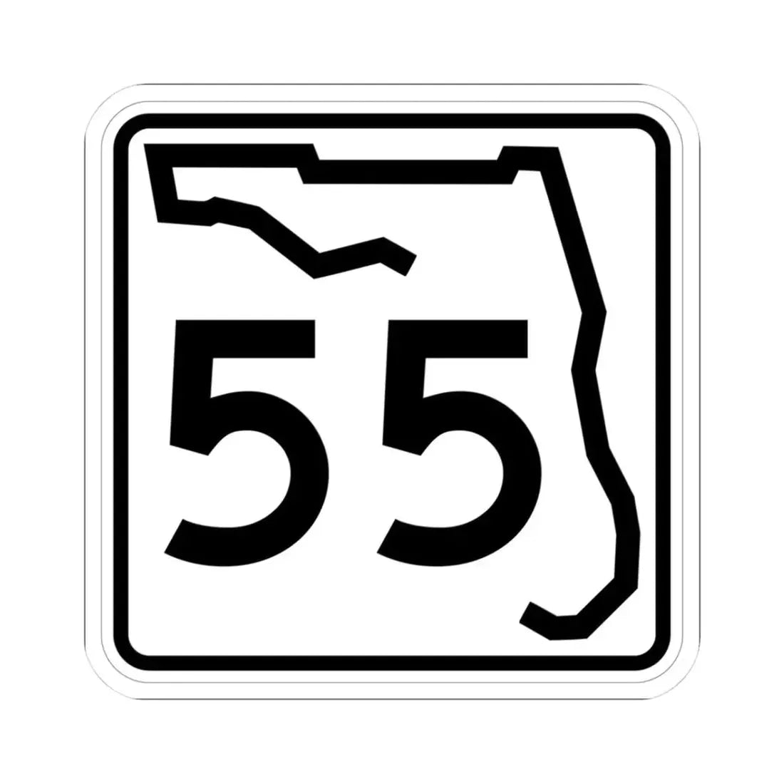 Florida 55 (Florida) (Road Sign) STICKER Vinyl Kiss-Cut Decal 3 Inch White - The Sticker Space