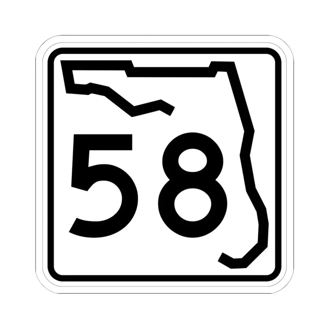 Florida 58 (Florida) (Road Sign) STICKER Vinyl Kiss-Cut Decal 6 Inch White - The Sticker Space