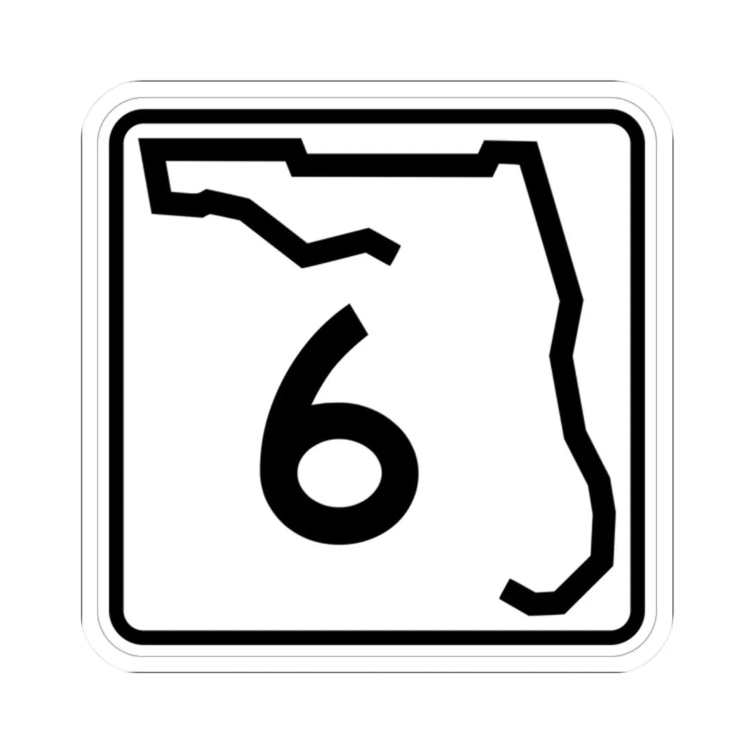 Florida 6 (Florida) (Road Sign) STICKER Vinyl Kiss-Cut Decal 2 Inch White - The Sticker Space