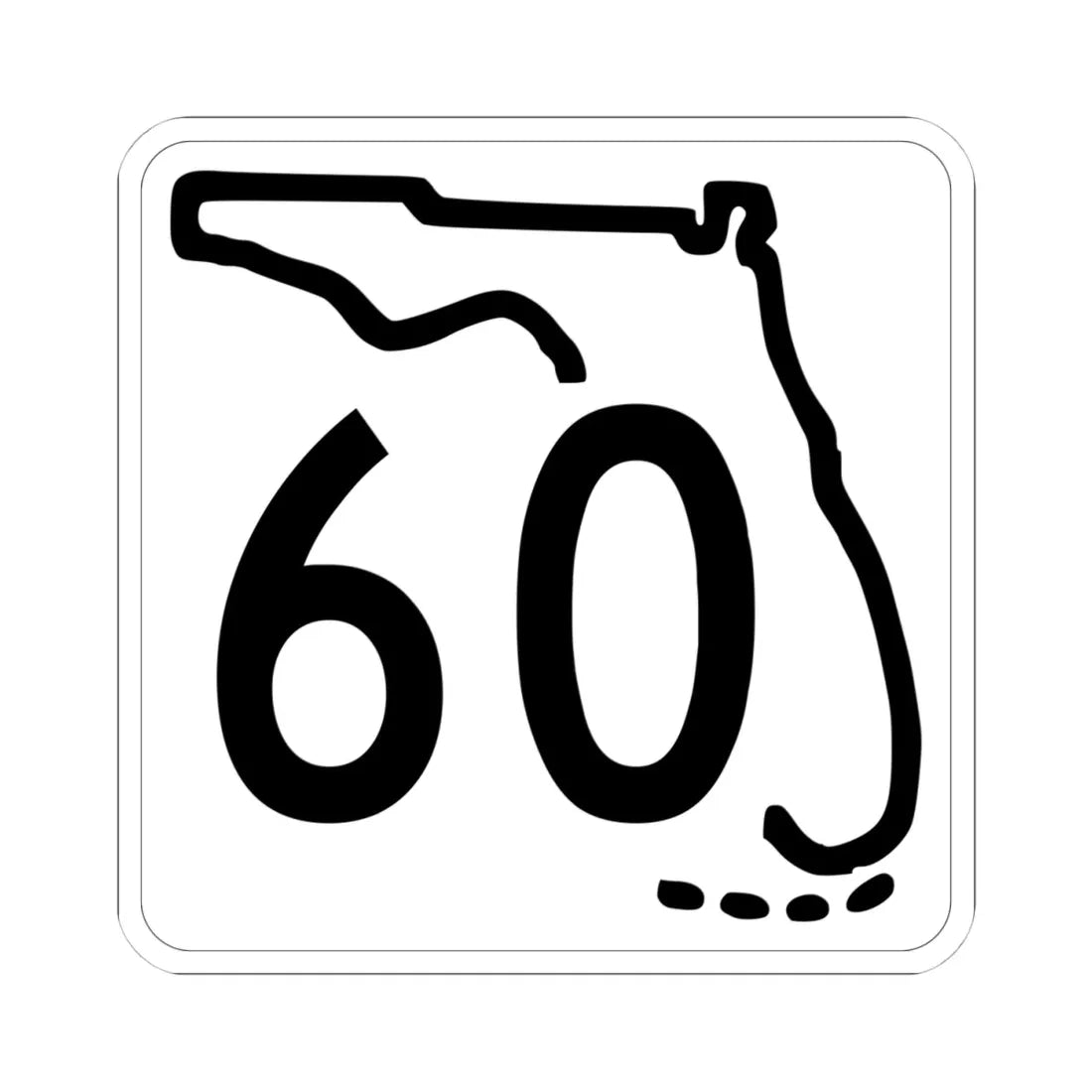 Florida 60 1955 (Florida) (Road Sign) STICKER Vinyl Kiss-Cut Decal 4 Inch White - The Sticker Space
