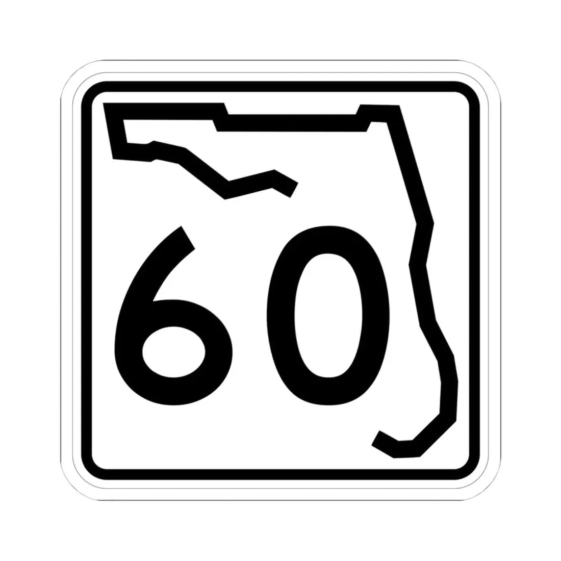 Florida 60 (Florida) (Road Sign) STICKER Vinyl Kiss-Cut Decal 4 Inch White - The Sticker Space