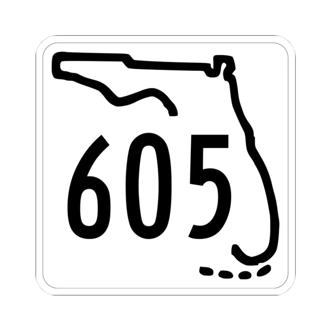 Florida 605 1955 (Florida) (Road Sign) STICKER Vinyl Kiss-Cut Decal 3 Inch White - The Sticker Space