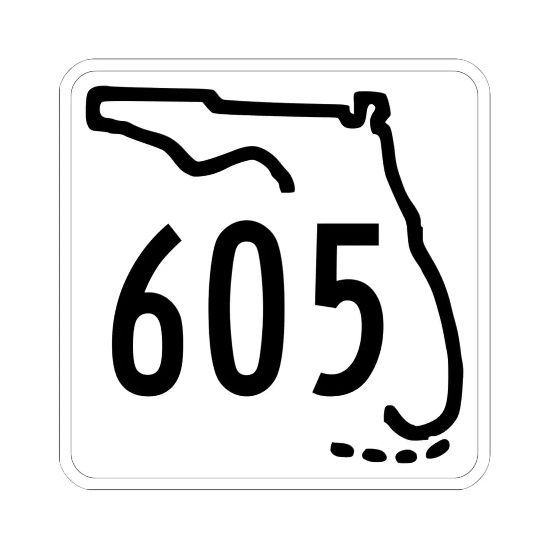 Florida 605 1955 (Florida) (Road Sign) STICKER Vinyl Kiss-Cut Decal 6 Inch White - The Sticker Space