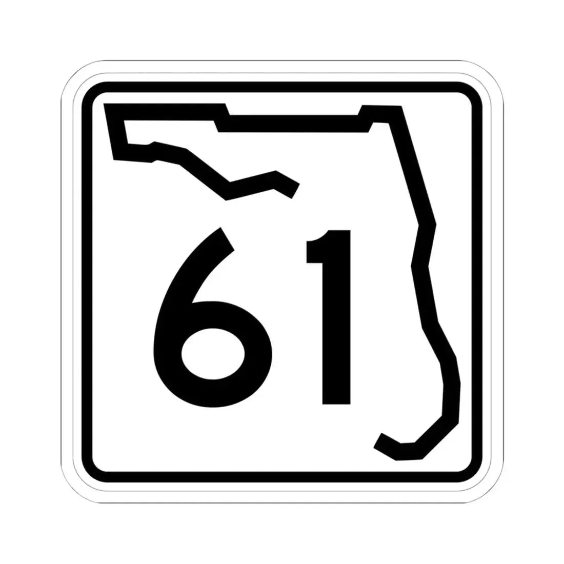 Florida 61 (Florida) (Road Sign) STICKER Vinyl Kiss-Cut Decal 6 Inch White - The Sticker Space