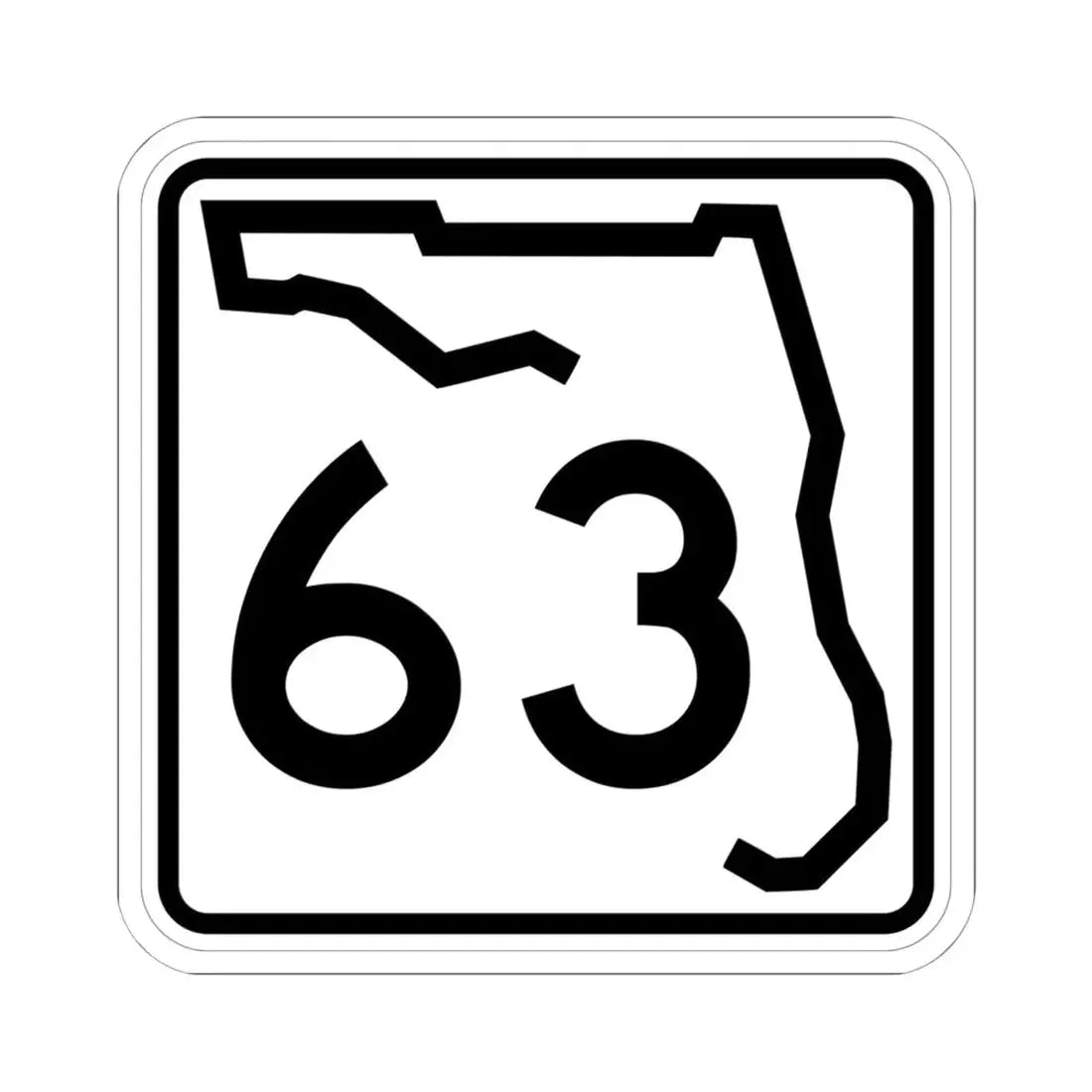 Florida 63 (Florida) (Road Sign) STICKER Vinyl Kiss-Cut Decal 6 Inch White - The Sticker Space
