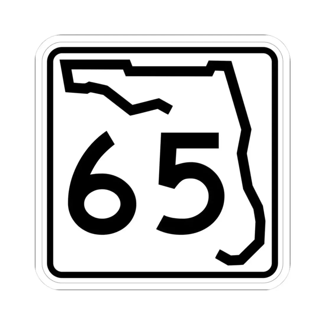 Florida 65 (Florida) (Road Sign) STICKER Vinyl Kiss-Cut Decal 3 Inch White - The Sticker Space