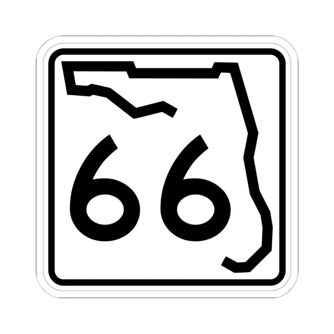 Florida 66 (Florida) (Road Sign) STICKER Vinyl Kiss-Cut Decal 6 Inch White - The Sticker Space