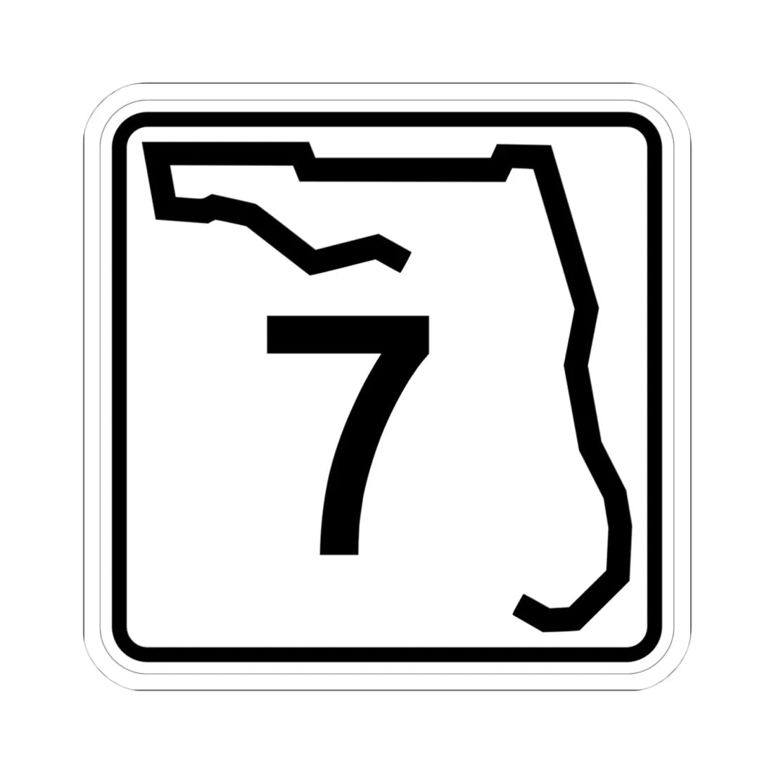 Florida 7 (Florida) (Road Sign) STICKER Vinyl Kiss-Cut Decal 4 Inch White - The Sticker Space