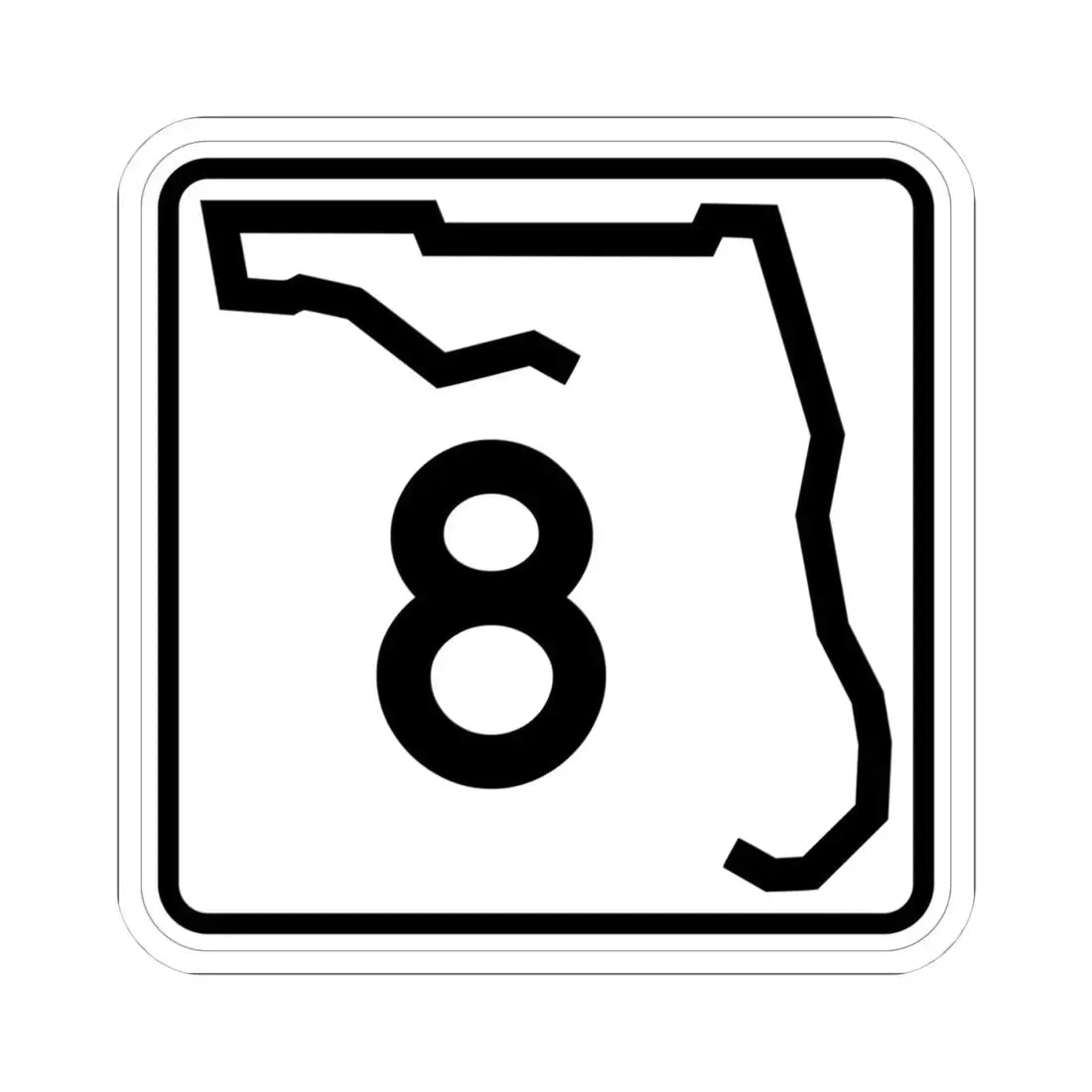 Florida 8 (Florida) (Road Sign) STICKER Vinyl Kiss-Cut Decal 4 Inch White - The Sticker Space