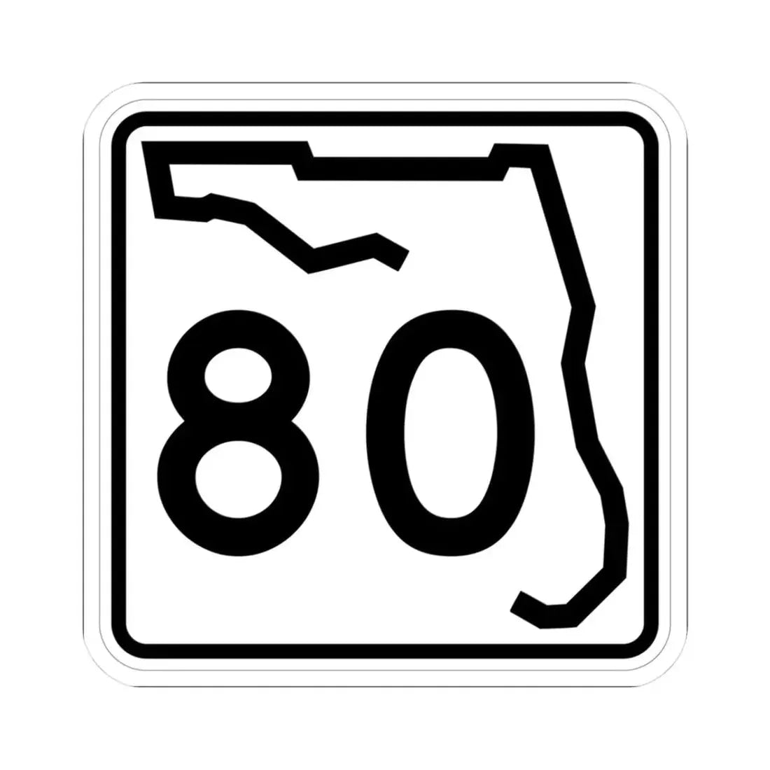 Florida 80 (Florida) (Road Sign) STICKER Vinyl Kiss-Cut Decal 3 Inch White - The Sticker Space