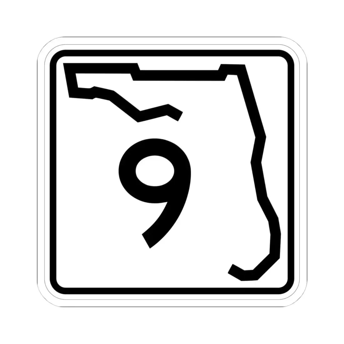 Florida 9 (Florida) (Road Sign) STICKER Vinyl Kiss-Cut Decal 4 Inch White - The Sticker Space