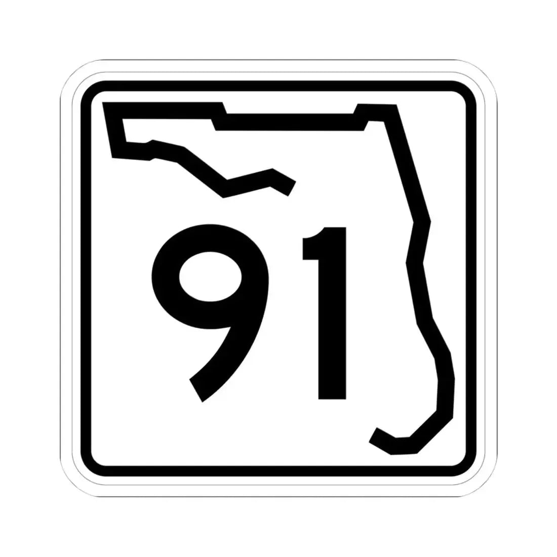 Florida 91 (Florida) (Road Sign) STICKER Vinyl Kiss-Cut Decal 4 Inch White - The Sticker Space