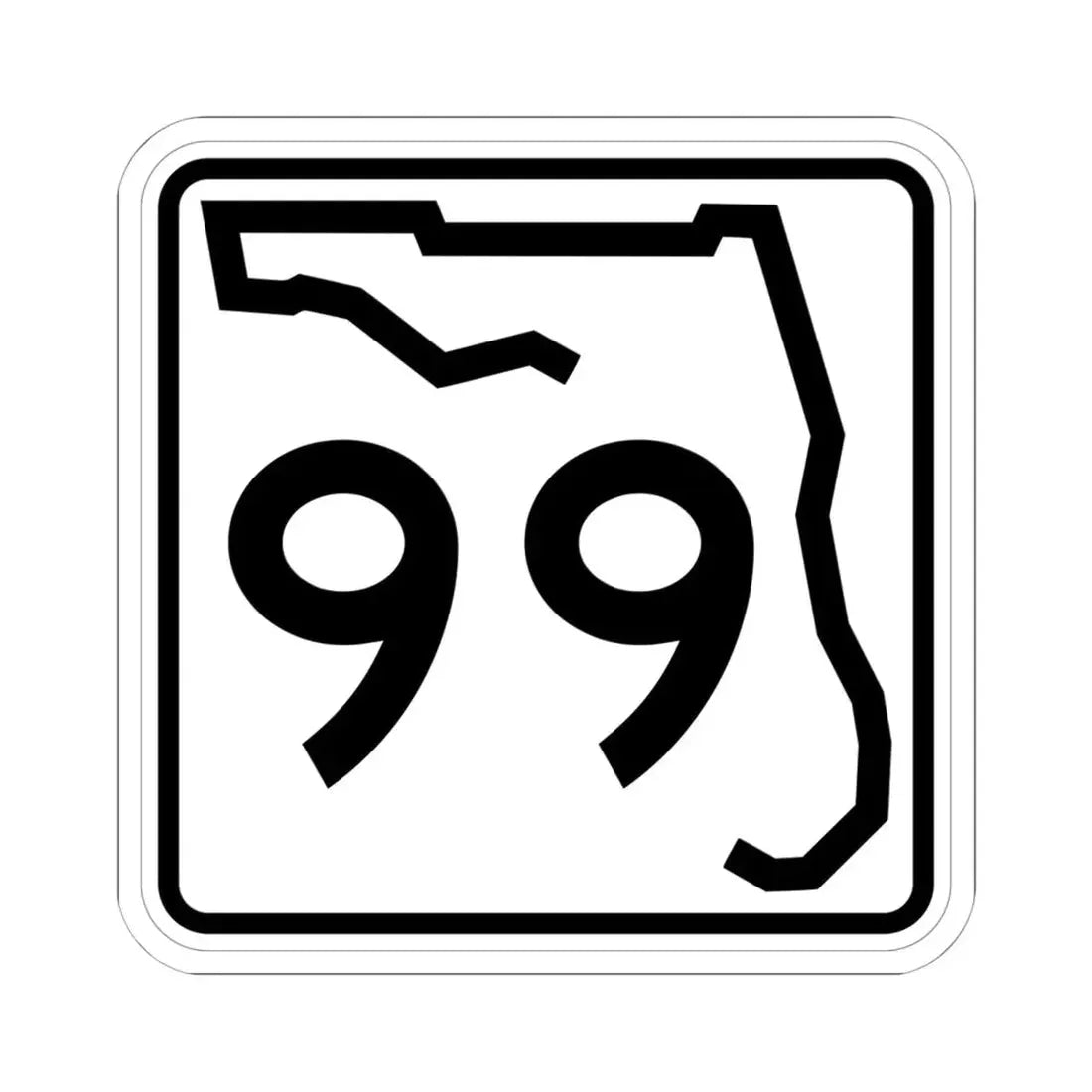 Florida 99 (Florida) (Road Sign) STICKER Vinyl Kiss-Cut Decal 6 Inch White - The Sticker Space