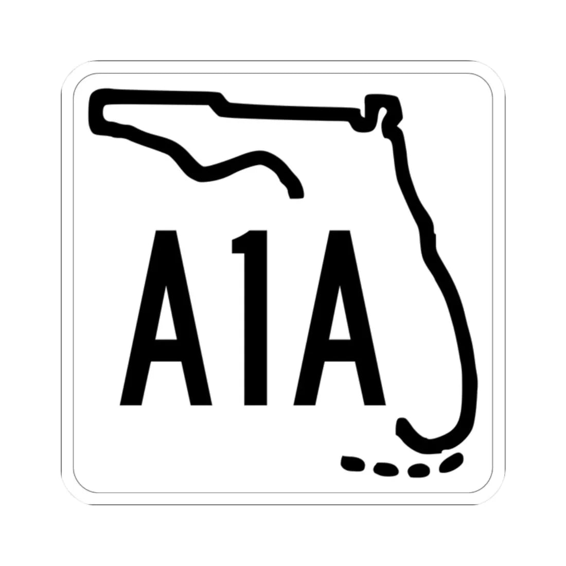 Florida A1A 1955 (Florida) (Road Sign) STICKER Vinyl Kiss-Cut Decal 2 Inch White - The Sticker Space