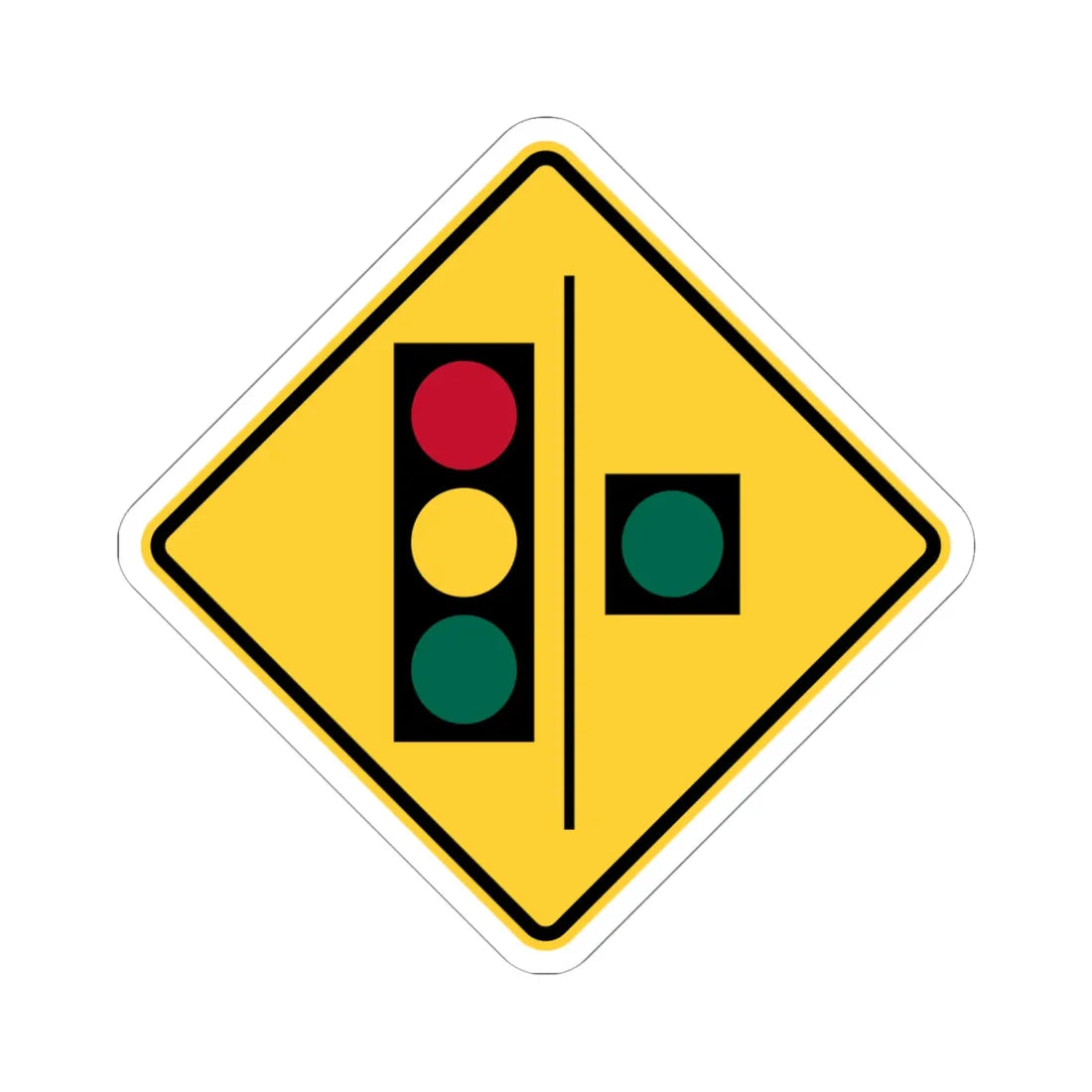 Florida CGTL Road Sign Continuous Green Through Lane (Florida) (Road Sign) STICKER Vinyl Kiss-Cut Decal 6 Inch White - The Sticker Space