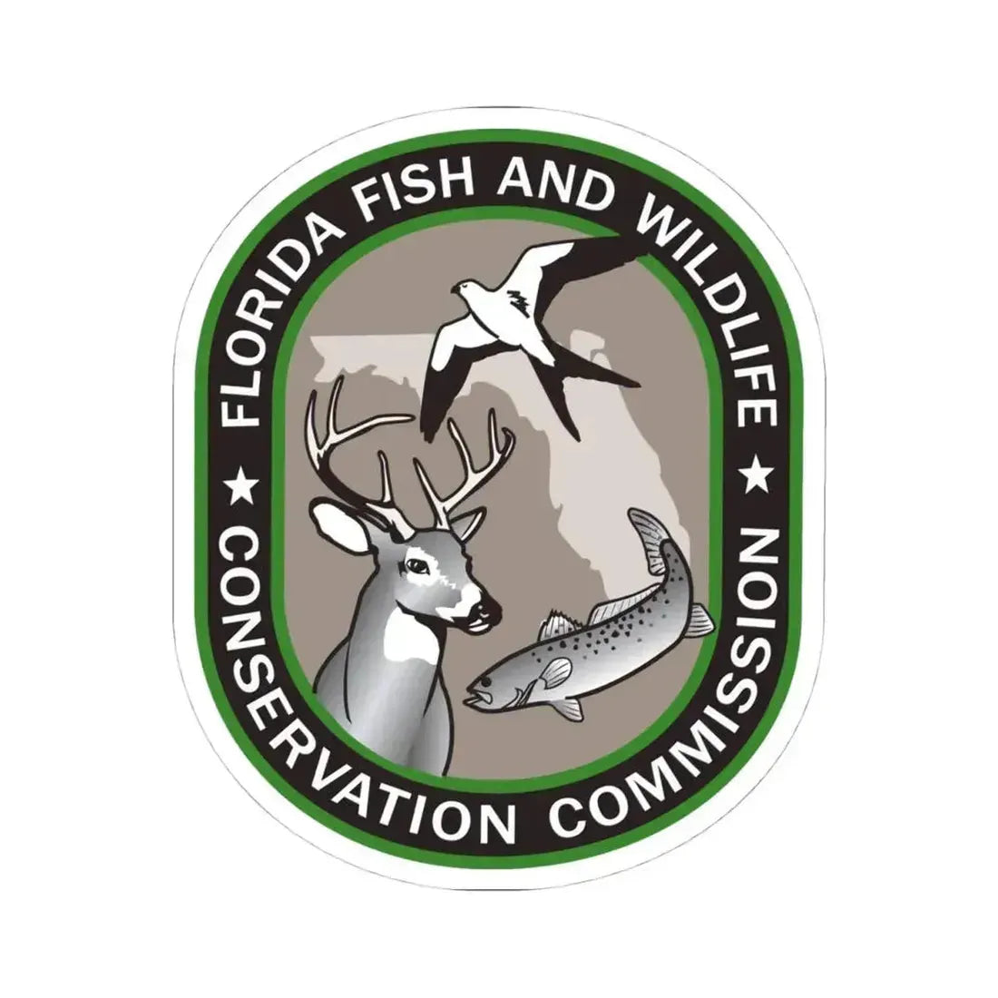 Florida Fish and Wildlife Commission - STICKER Vinyl Kiss-Cut Decal 4 Inch White - The Sticker Space