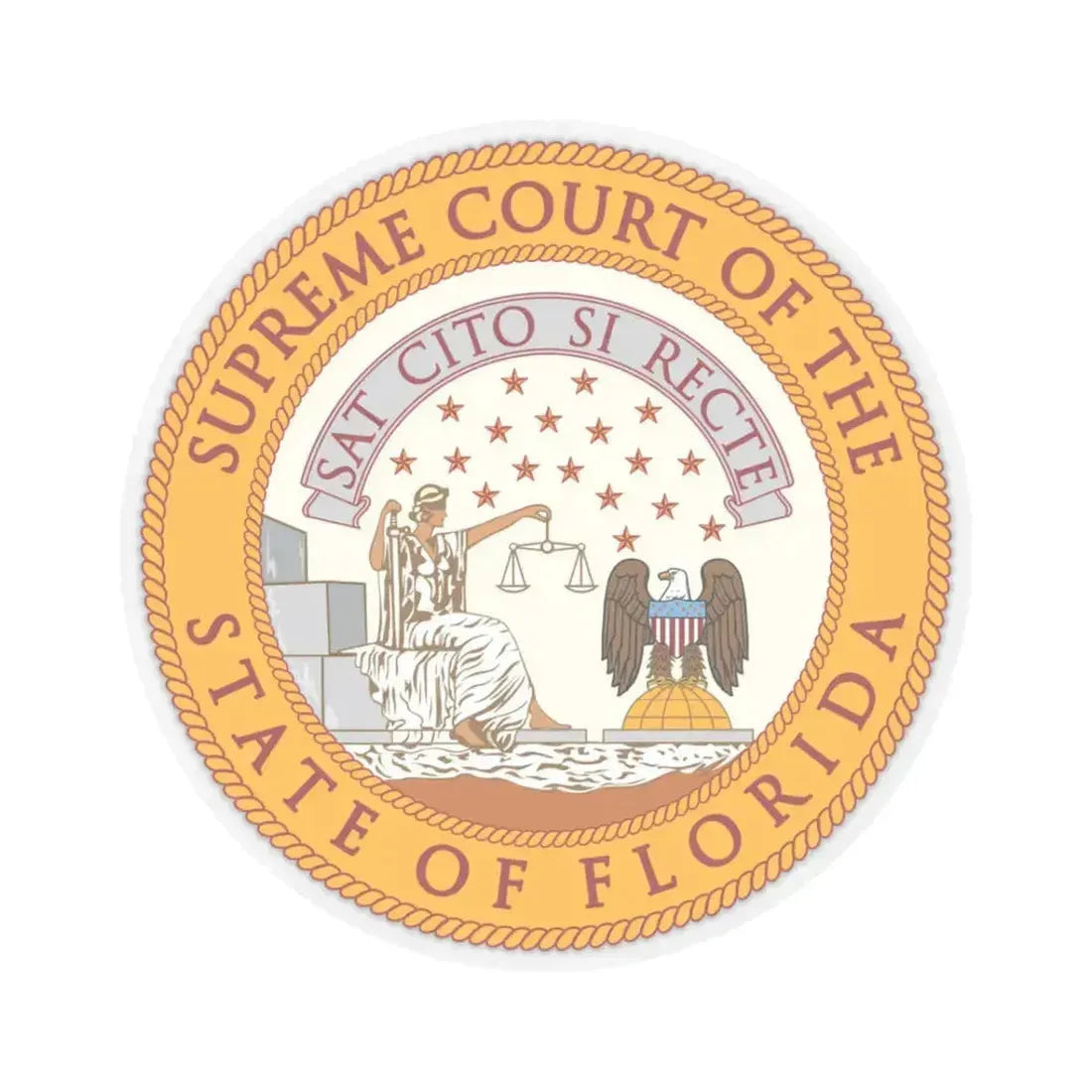 Florida Supreme Court - STICKER Vinyl Kiss-Cut Decal 3 Inch Transparent - The Sticker Space