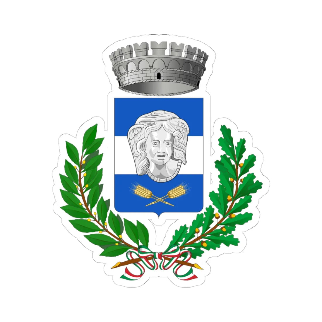 Florinas-Stemma (Italy) (Coat of Arms) STICKER Vinyl Kiss-Cut Decal 4 Inch White - The Sticker Space