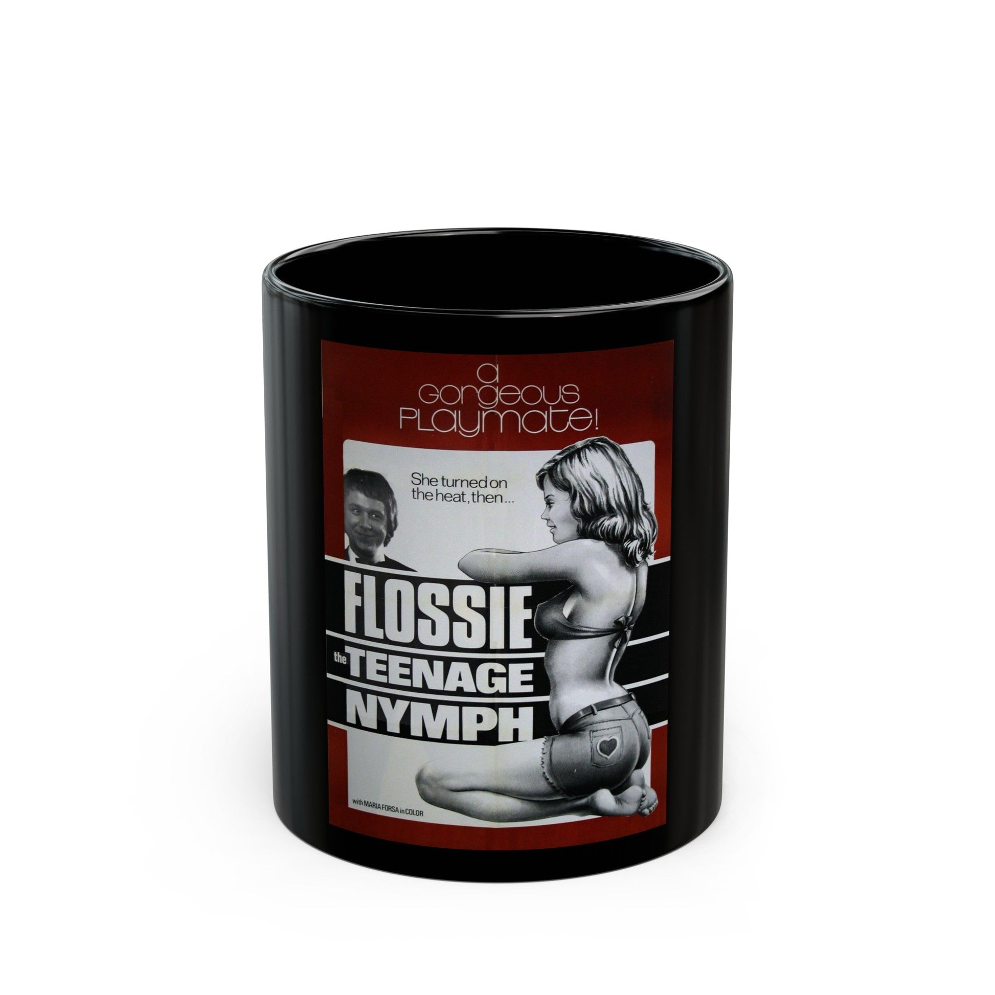 FLOSSY THE TEENAGE NYMPH 1974 Movie Poster - Black Coffee Mug-11oz-The Sticker Space