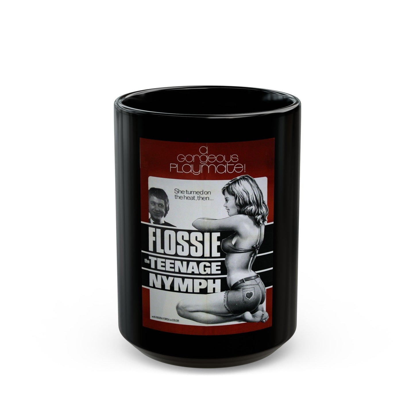 FLOSSY THE TEENAGE NYMPH 1974 Movie Poster - Black Coffee Mug-15oz-The Sticker Space