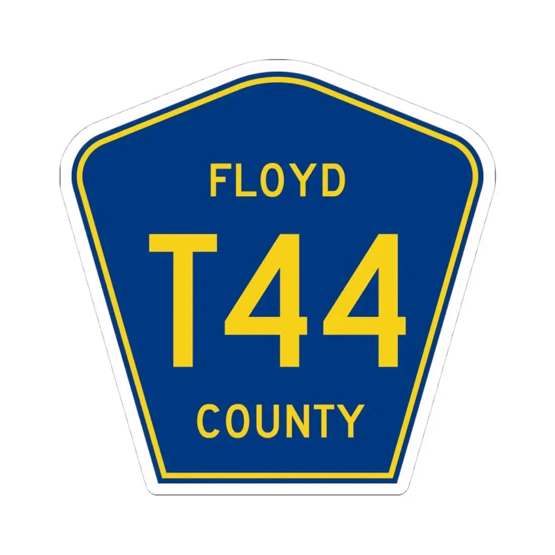 Floyd County Route T44 IA (Iowa) (Road Sign) STICKER Vinyl Kiss-Cut Decal 4 Inch White - The Sticker Space