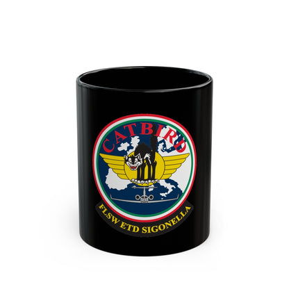 FLSW ETD Sigonella Catbird Fleet Logistics Support Wing Executive Transport Detachment (U.S. Navy) Black Coffee Mug-11oz-The Sticker Space