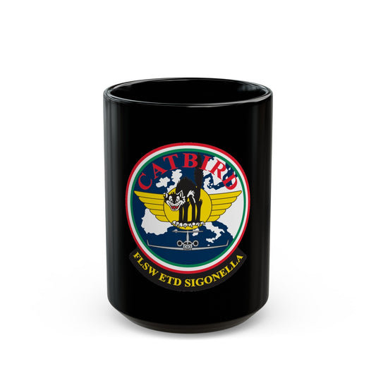 FLSW ETD Sigonella Catbird Fleet Logistics Support Wing Executive Transport Detachment (U.S. Navy) Black Coffee Mug-15oz-The Sticker Space