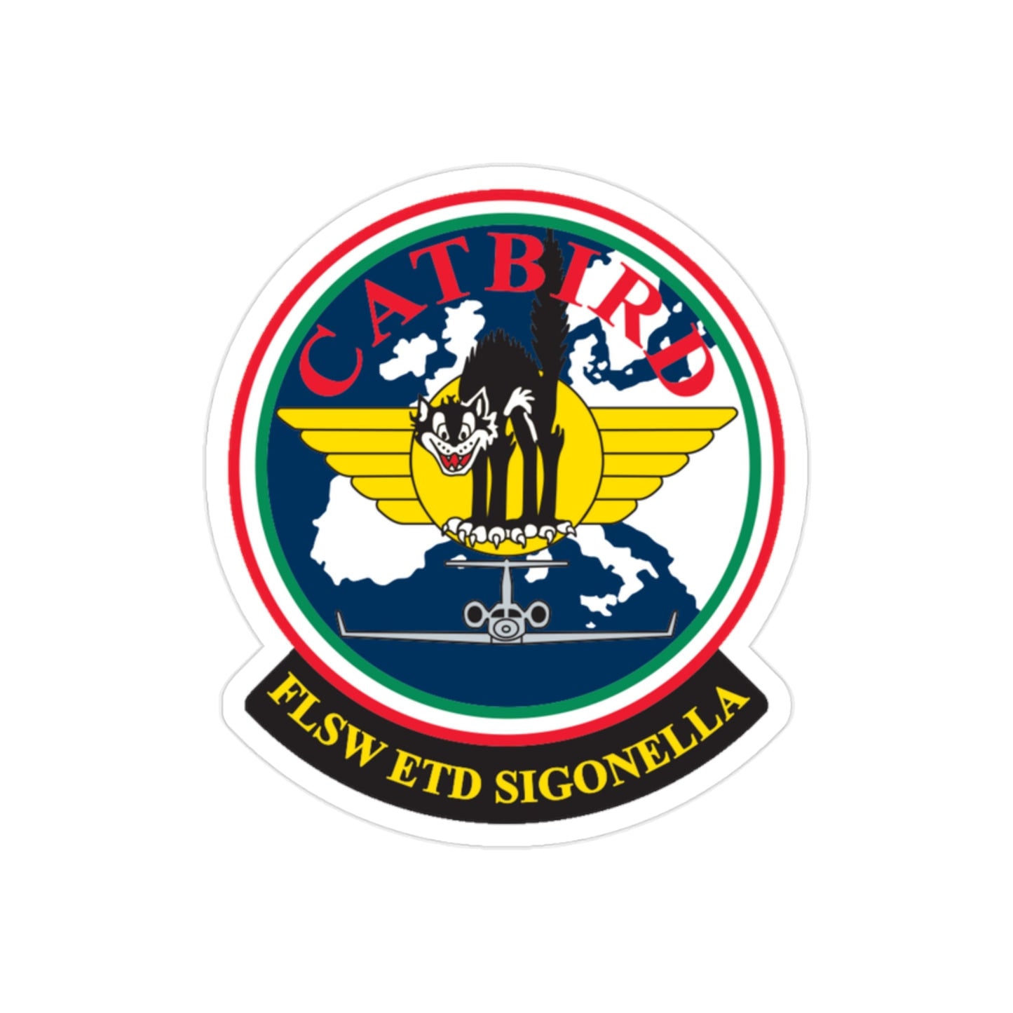 FLSW ETD Sigonella Catbird Fleet Logistics Support Wing Executive Transport Detachment (U.S. Navy) Transparent STICKER Die-Cut Vinyl Decal-2 Inch-The Sticker Space